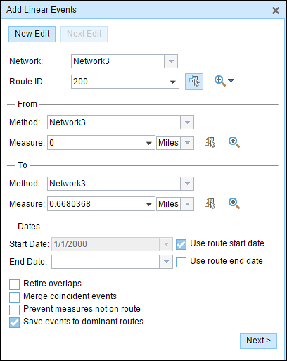 Using the route and measure method